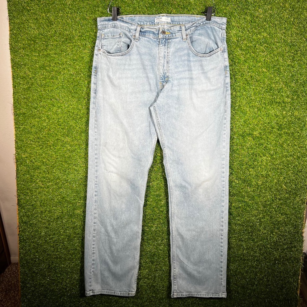 Signature by Levi Strauss Mens Relaxed Fit‎ Light Wash Blue Denim Jeans 38x34